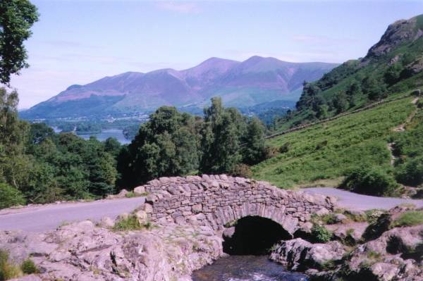Ashness Bridge with Skiddaw in the background