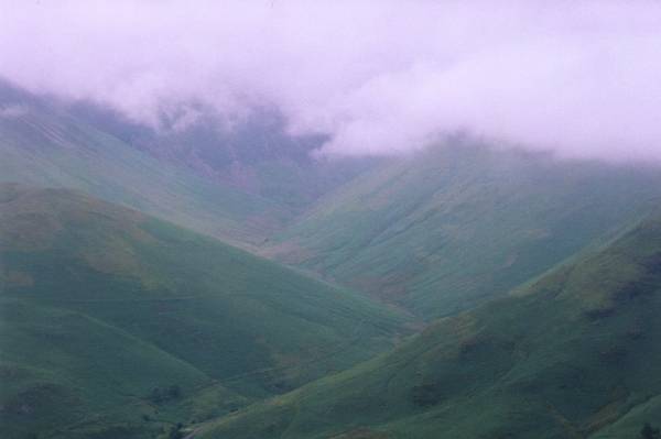 View of valley near Buttermere from below Bleaberry Tarn, Red Pike