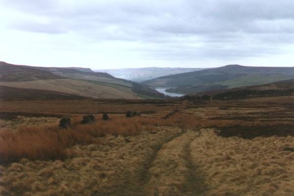 Walking up to Lost Lad. View back to Derwent Reservoir